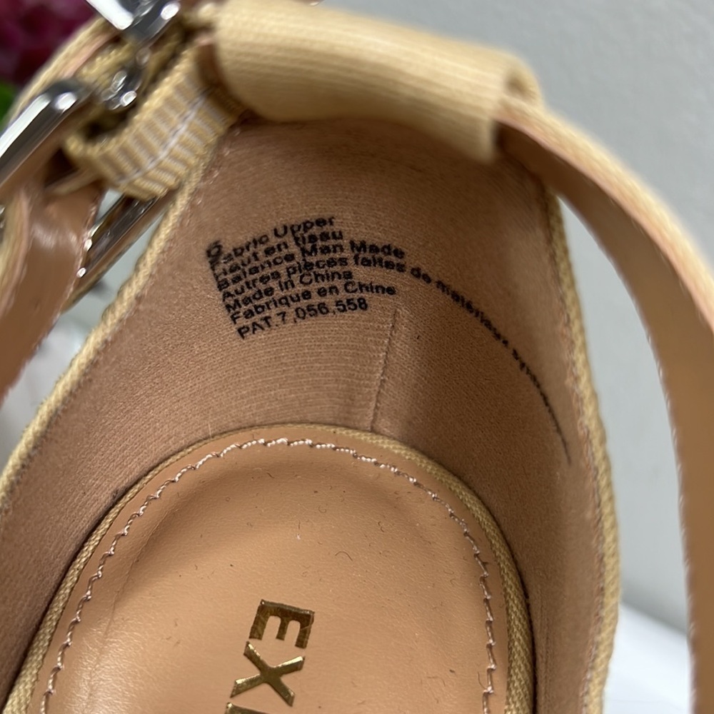 NWT Express Espadrille Wedge 6 Cream Cross Strap - Picture 10 of 12